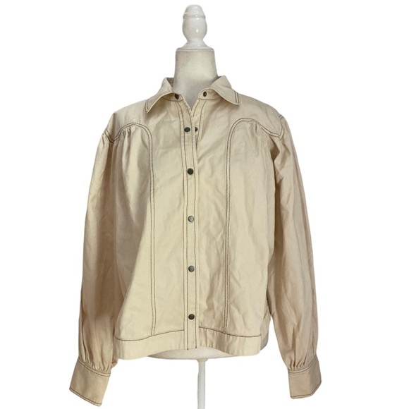 Magali Pascal Harriet Button Down NWT Shirt Cotton Denim ECRU - Picture 2 of 11